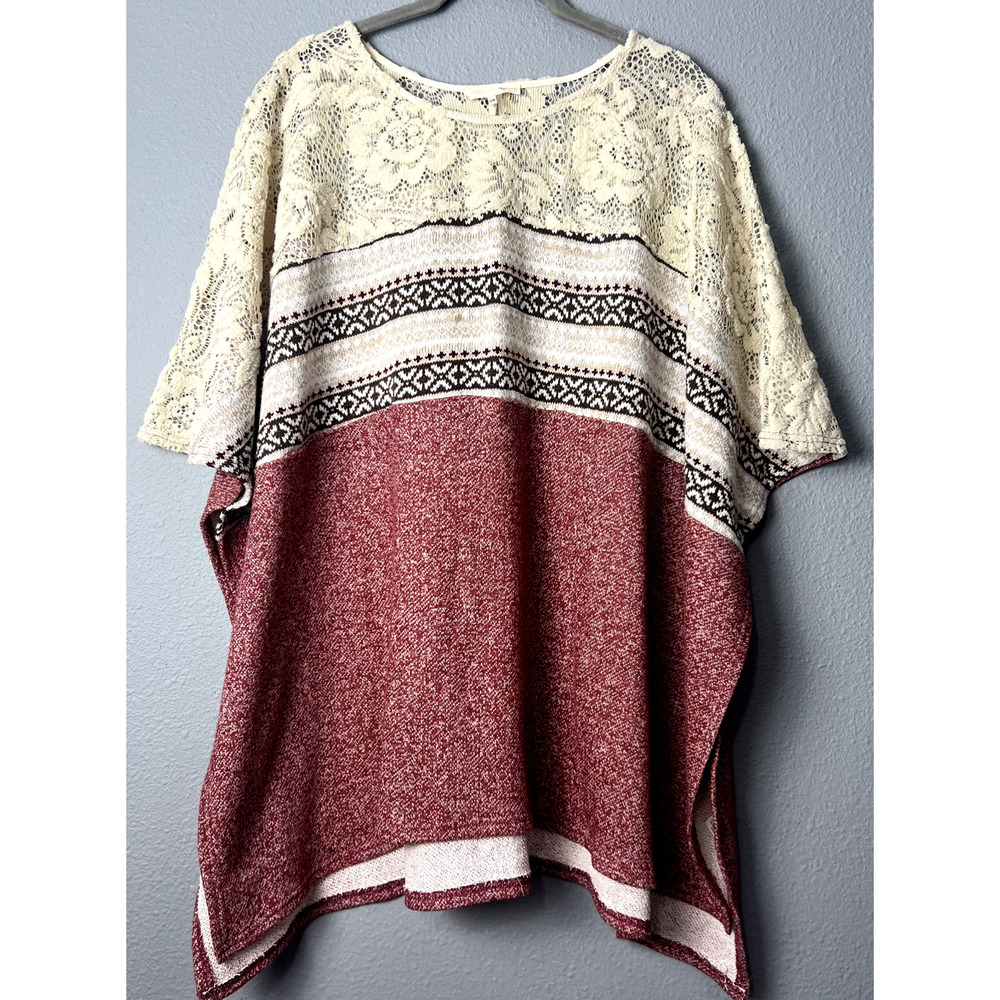 Anthropologie Ryu Womens S/M Oversized Sweater Cardigan Shawl‎ Crochet Lace Boho